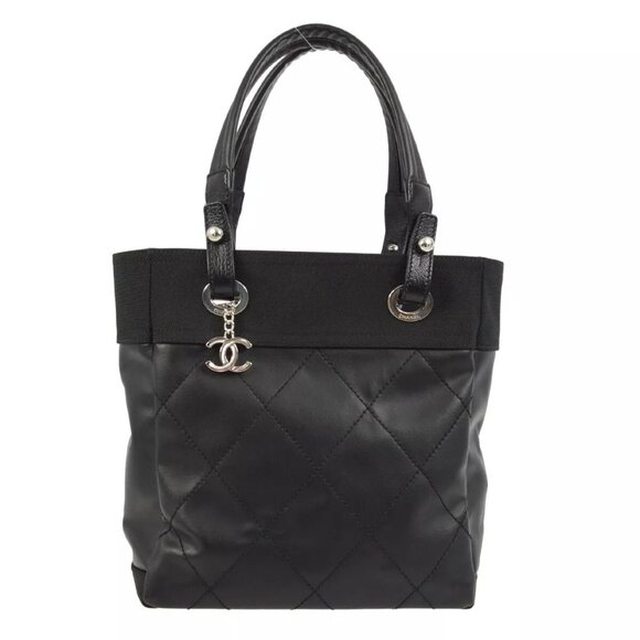 Chanel Black Canvas Paris-Biarritz Tote PM Handbag 191437 - Picture 1 of 15